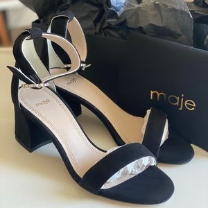 (NEW) Maje Women Sandals Black Size 6 Soft Leather